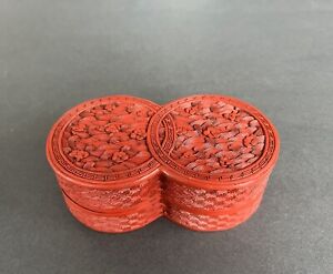 Chinese Red Lacquer Carved Double Round Box
