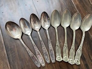 8 Silver Spoons 1847 Rogers Bros And Wma Rogers German Silver