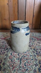 Antique Early Country Stoneware Cobalt Blue Pa Crock Jar 8 75 