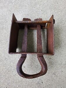 Antique Hand Forged Steel Farm Wagon Hitch Sleeve Primitive Implement Rusty