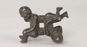 Antique Chinese Bronze Twin Boys Scroll Weight 17th C Ming Dynasty Rare
