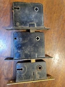 Vintage Antique Mortice Lock Door Hardware Skeleton Keyhole Lot Of 3