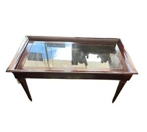 Vintage Solid Lacquered Wood And Glass Rectangular Coffee Table