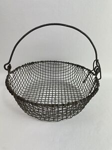 Antique Metal Wire Basket W Handle 8 