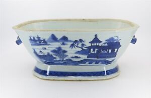 Nice Chinese Canton Blue Export Porcelain Tureen 13 Wide X 8 75 Deep X 5 Tall