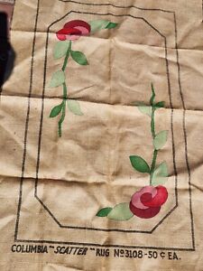 Vintage Embroidery Hook Rug Pattern Unfinished Columbia Scatter 3108 Floral