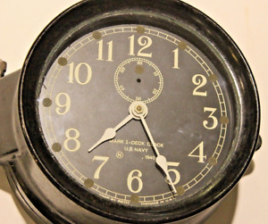 Seth Thomas 1940 Ww2 Us Navy Mark 1 Deck Clock Bakelite Back Plate Working