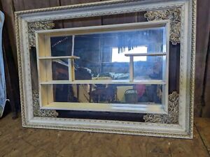 Antique Vintage French Farmhouse Chic Wall Shadow Box Mirror Shelf Roses Old