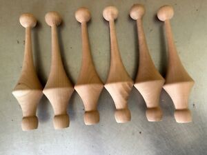 Lot Of 6 New Wood Finial Unfinished For Clock Bed Or Furniture Cherry 