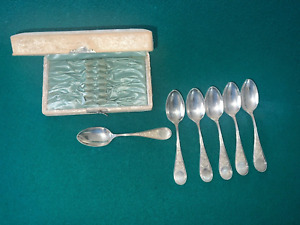 Vintage Sterling Silver Teaspoons Length 5 75 Monogram Wta 1855 1880 Lot Of 6