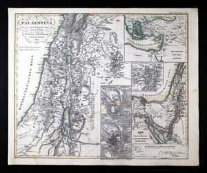 1844 Stieler Map Palestine Holy Land Jerusalem Israel Egypt Canaan Dead Sea