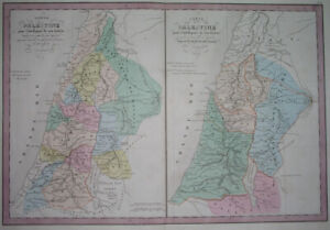 1865 Original Map Holy Land Palestine Israel Jordan Lebanon Jerusalem Tel Aviv