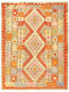 Vintage Hand Woven Carpet 4 2 X 5 8 Traditional Wool Kilim Rug