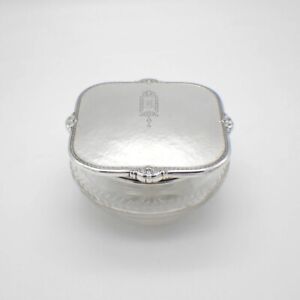 Dresser Jar Hammered Square Lid International Sterling Silver Mono B