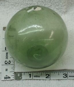 Sn381 Authentic Japanese Glass Fishing Float Amber Green 3 3 4 