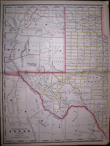 1889 Map Texas In 2 Maps East West Xl17x23ea Free S H 022