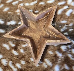  Carved Wooden Star Dough Bowl Primitive Wood Trencher Tray Rustic Home Decor