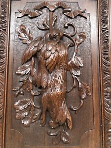Stunning Large French Death Game Hunt Black Forest Door Panel In Wood 2 