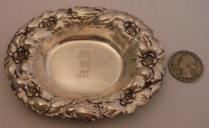 Art Nouveau Sterling Silver Bon Bon Nut Dish By Watson 4 25 Wild Rose Floral