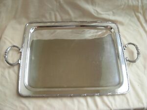 Antique French Silverplate Serving Tray Louis 16 Style Hallmarked Early 20th 
