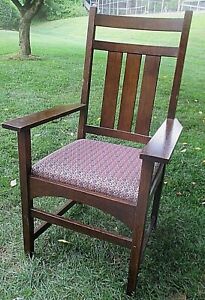 Stickley Bros Mission Oak Arm Chair Vertical Slats Back Original Nj Pickup