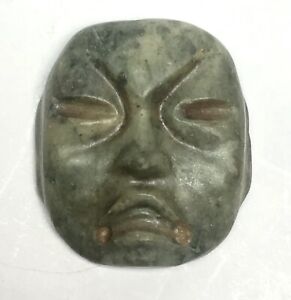 Pre Columbian Olmec Jade Stone Mask Pendant Plaque