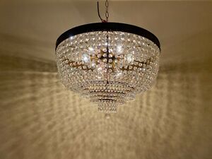 Pair Antique Chandelier Vintage Crystal Huge French Chandelier Low Celing Lamp