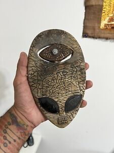 Ojuelos De Jalisco Alien Carved Stone Authentic Aztlan Artifact Reptilian Mask