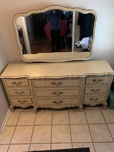 French Provincial Bedroom Dresser With Mirror Vintage 1960