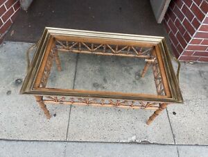 Brass Tray Table Faux Bamboo Coffee Table Mid Century Modern