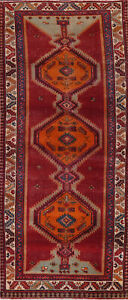 Semi Antique Tribal Ardebil Red Runner Rug 4x10 Wool Handmade Traditional Rug