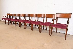 Kittinger Regency Inlaid Mahogany Klismos Dining Chairs Set Of Ten