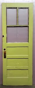 30x79 5 Antique Vintage Solid Wood Wooden Exterior Entry Door Window Glass Lite