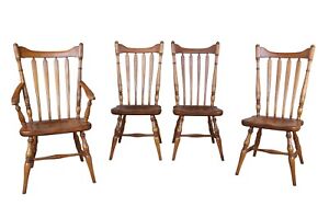 4 Antique Cushman Colonial Creation Fairfield Maple Dining Arm Side Chairs