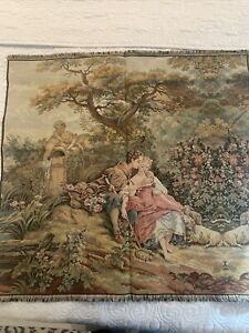 Vintage Garden Romantic Music Scene Tapestry Made In Italy