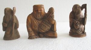 Wooden Chinese Figures Set Of Three