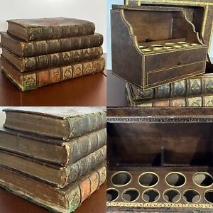 Antique Secret Hidden Tantalus Antique Books With Pull Out Tantalus