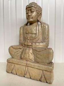 An Exceptional Carved Buddha In Wood 15 944 Inch High