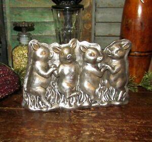 Primitive Antique Vtg Tin Style Farm Pigs Hogs Resin Candy Chocolate Faux Mold