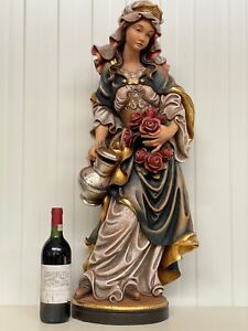 Exceptional X Large Statue Woodcarving Of A Young Girl 31 692 Inch High