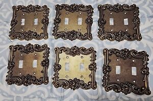 6 Vtg Metal Light Switch Outletplate Cover Floral 1967 American Tack Hardware