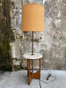Sculptural Travertine Walnut Modeline Table Floor Lamp Adrian Pearsall Style