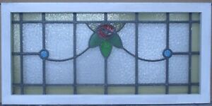 Old English Leaded Stained Glass Window Transom Mackintosh Rose 37 1 2 X 18 