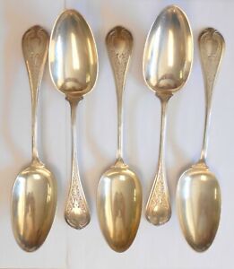 5 Antique John Wendt Starr Marcus Florentine Sterling Silver Serving Spoons