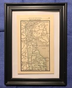 1883 Antique Historical Delaware Map Framed Color Detailed Rr More Nice