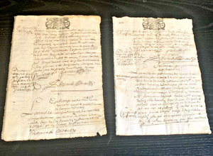 Lot Of 2 Original 2 Sided French Antique Documents Gen De Montauban