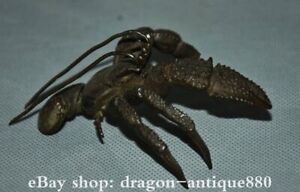 4 2 Rare Old Chinese Copper Dynasty Palace Fengshui Lobster Shrimp Statue