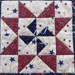 Primitive Amish Quilt Star Red White Blue Usa Table Cover Mat Swatch Blt15m13