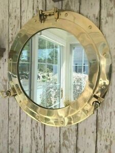 24 Mirror Porthole Shiny Brass Finish Large Nautical Cabin Wall Mirror Decor