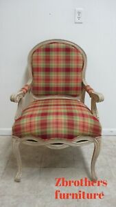 Bassett Furniture French Country Living Room Arm Chair Fireside Plaid B